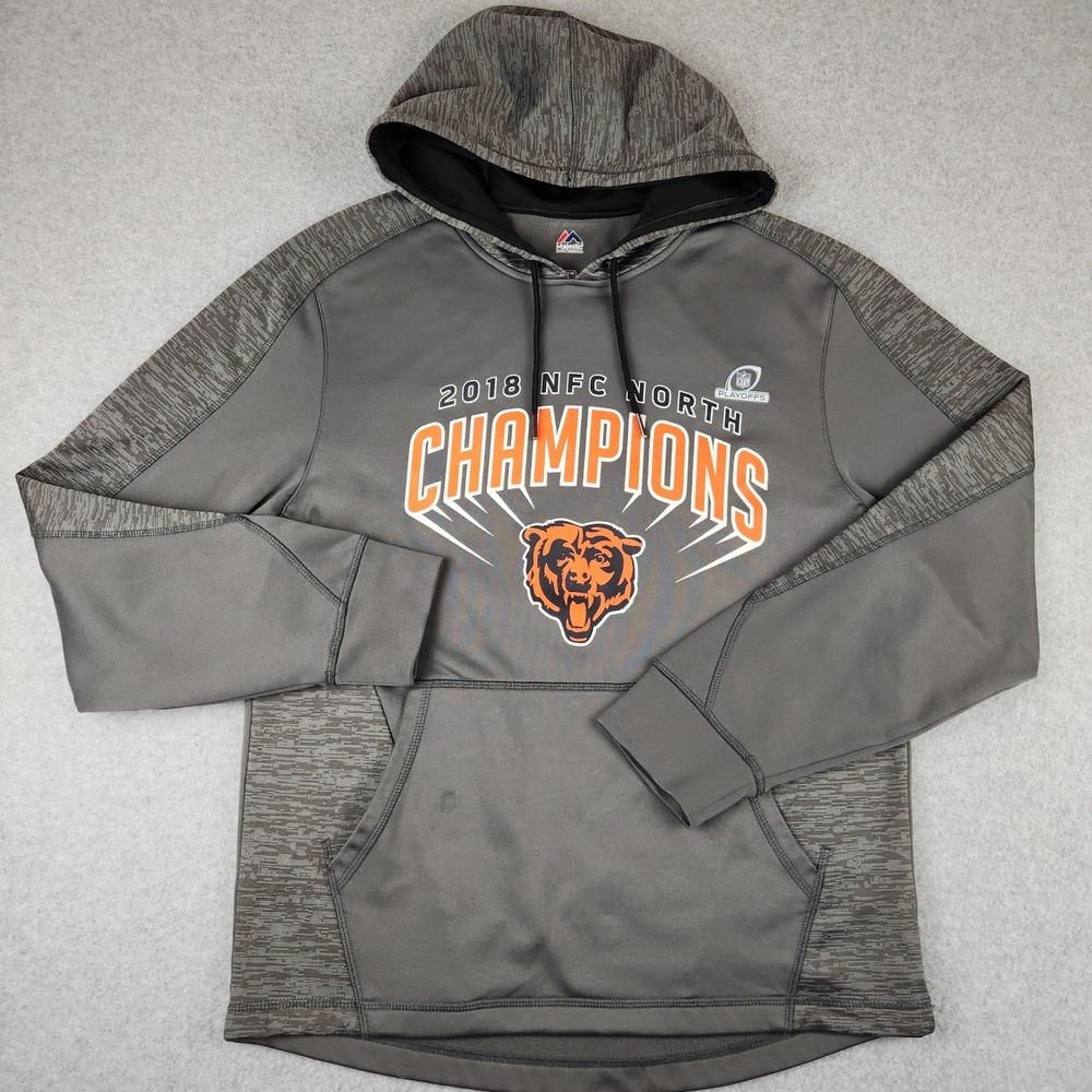 Majestic‎ Chicago Bears 2018 NFC North Champions Hoodie Pullover Grey Mens M